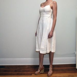 THEORY  Noelle White  Eyelet Cotton Sundress Dress